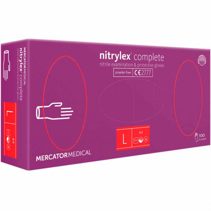 Перчатки нитриловые Nitrylex Complete 27 см сиреневые 50 пар L