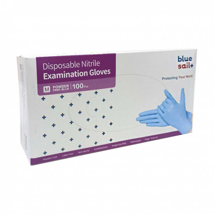 Перчатки нитриловые Blue Sail+ голубые 50 пар L