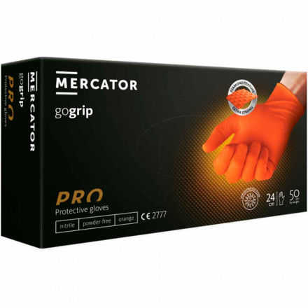 Перчатки нитриловые GOGRIP особопрочные оранжевые 25 пар L, XL, XXL