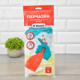 Перчатки латексные Биколор Комфи бирюзово-бежевые 1 пара S, M, L, XL