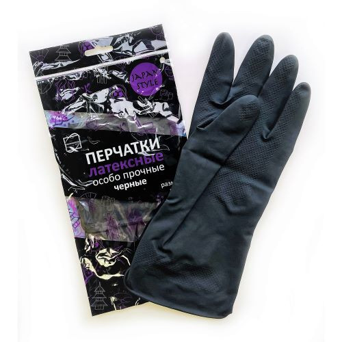 Перчатки хозяйственные латексные Japan Style черные 1 пара M, L 