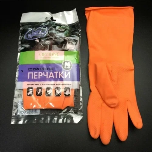 Перчатки хозяйственные латексные Optiline оранжевые 1 пара S, XL 