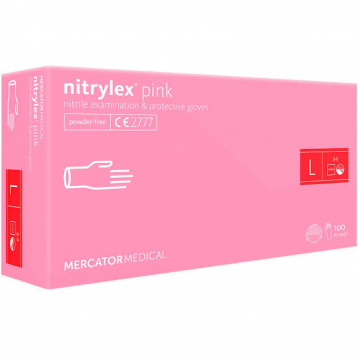 Перчатки нитриловые Nitrylex розовые 50 пар S