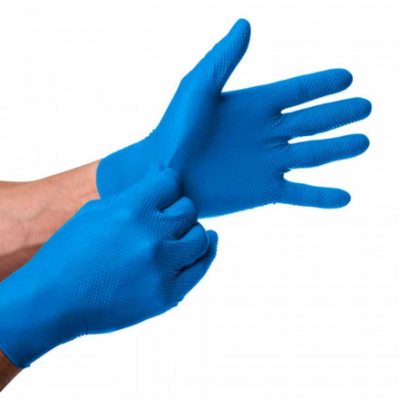 Перчатки нитриловые GOGRIP особопрочные голубые 25 пар L, XL 