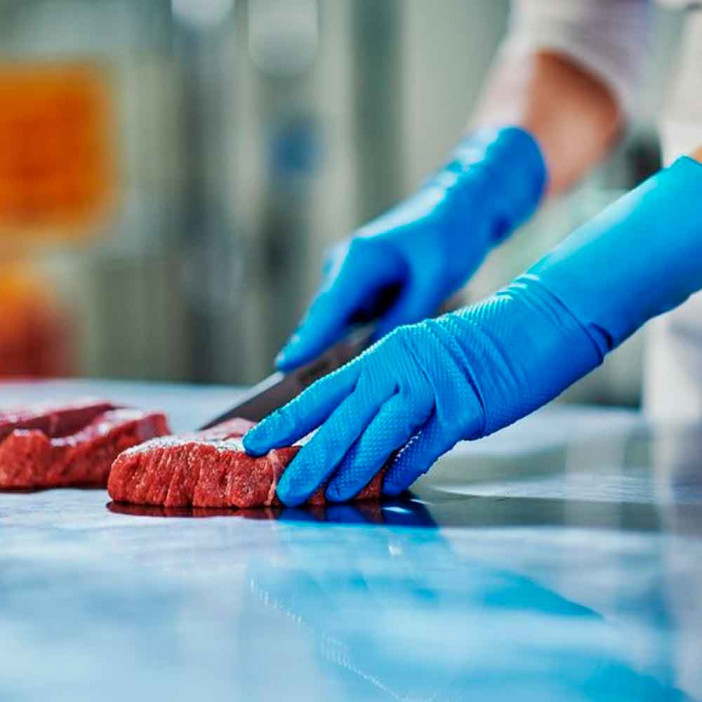 Перчатки нитриловые GOGRIP удлиненные особопрочные 30см голубые 25 пар M, L, XL   