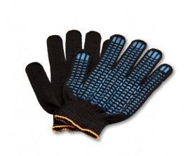 Перчатки рабочие х/б с точками черные