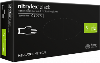 Перчатки нитриловые Nitrylex PF черные 50 пар S, M, L