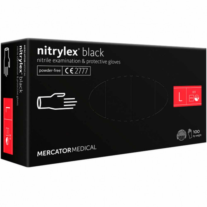 Перчатки нитриловые Nitrylex черные 50 пар S