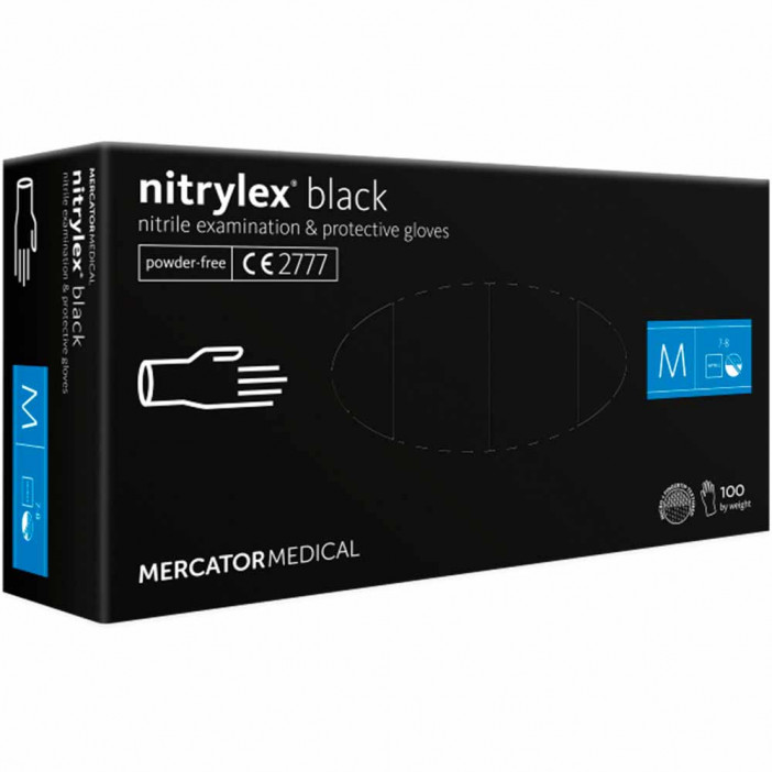 Перчатки нитриловые Nitrylex черные 50 пар S