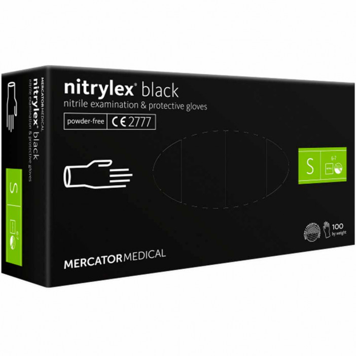 Перчатки нитриловые Nitrylex черные 50 пар S