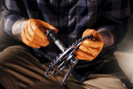 Перчатки нитриловые IDEALL GRIP особопрочные оранжевые 25 пар M