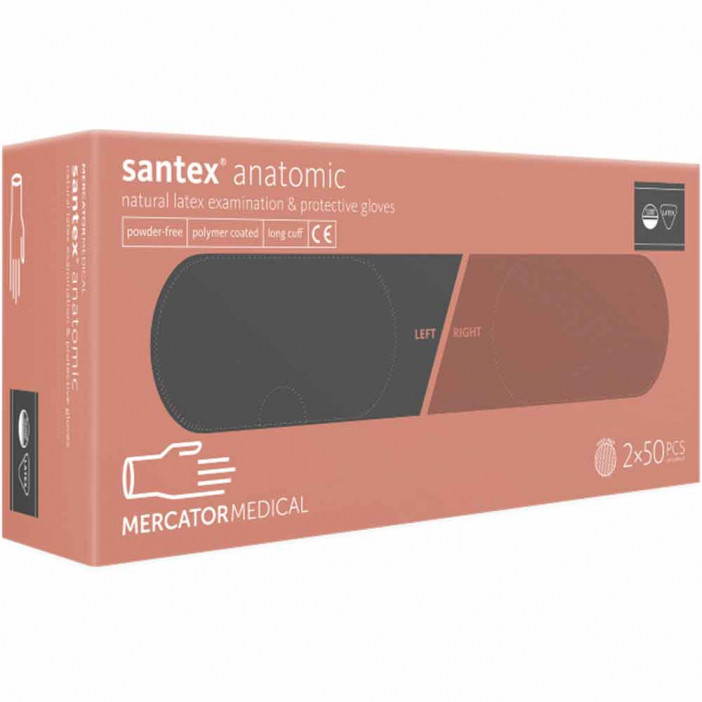 Перчатки латексные Santex Anatomic PF неопудренные 50 пар S